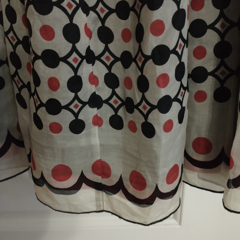 Anna Sui Stylish 100%silk Lined Dress with Red and Black Pattern - Picture 5 of 11